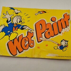 Walt Disney Donald Duck WET Paint Sign 1973 Vintage *Ephemera